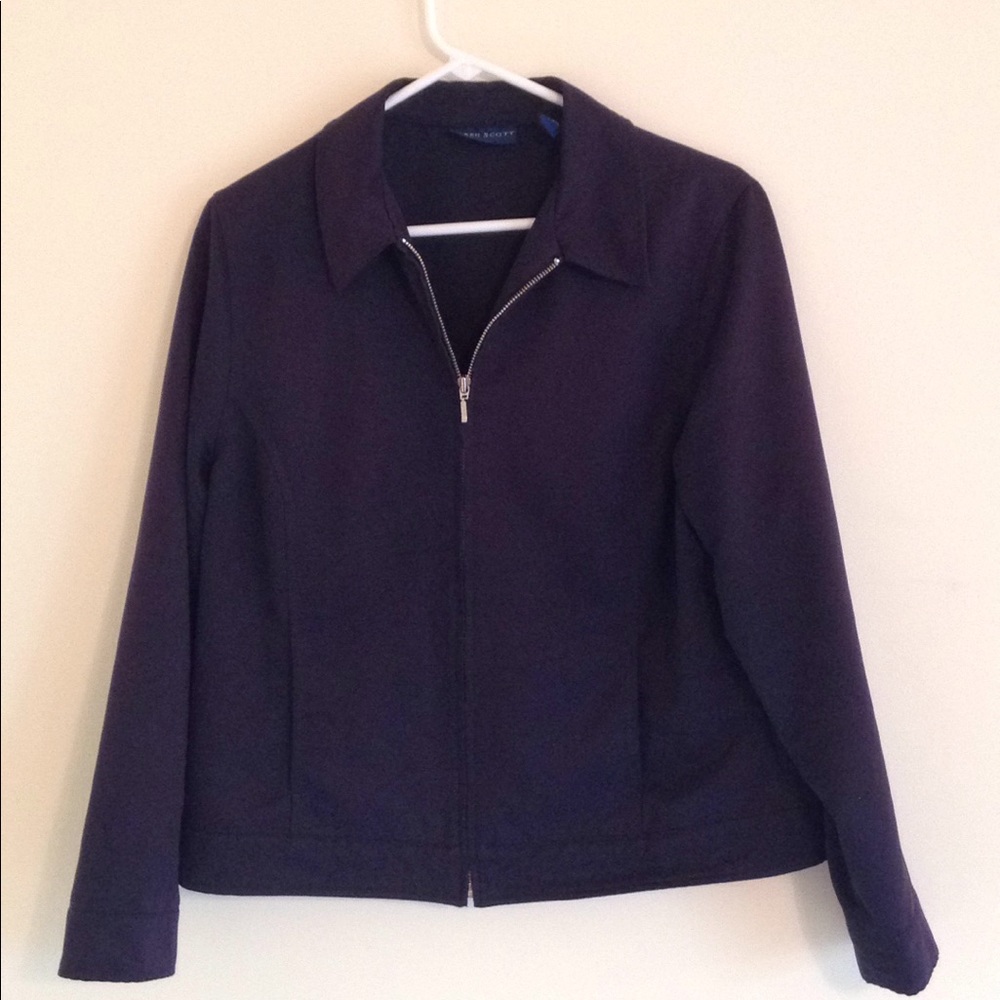 Blue zip casual jacket